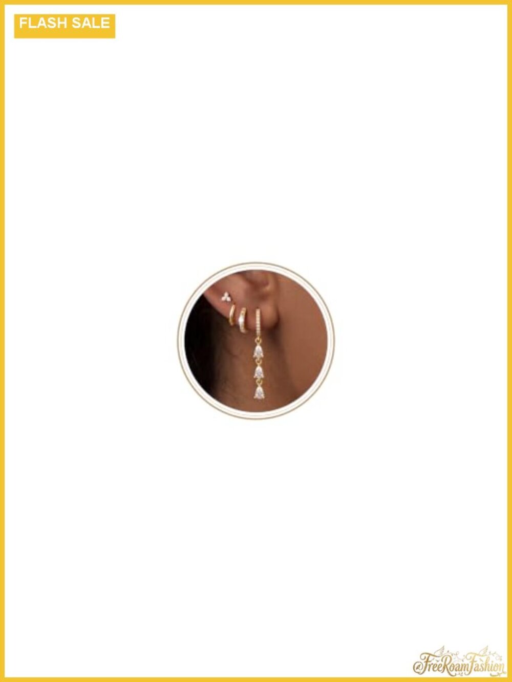 14K Gold Plated Dangle Hoop Earrings Pearl Teardrop Huggie Ear Cuff Set